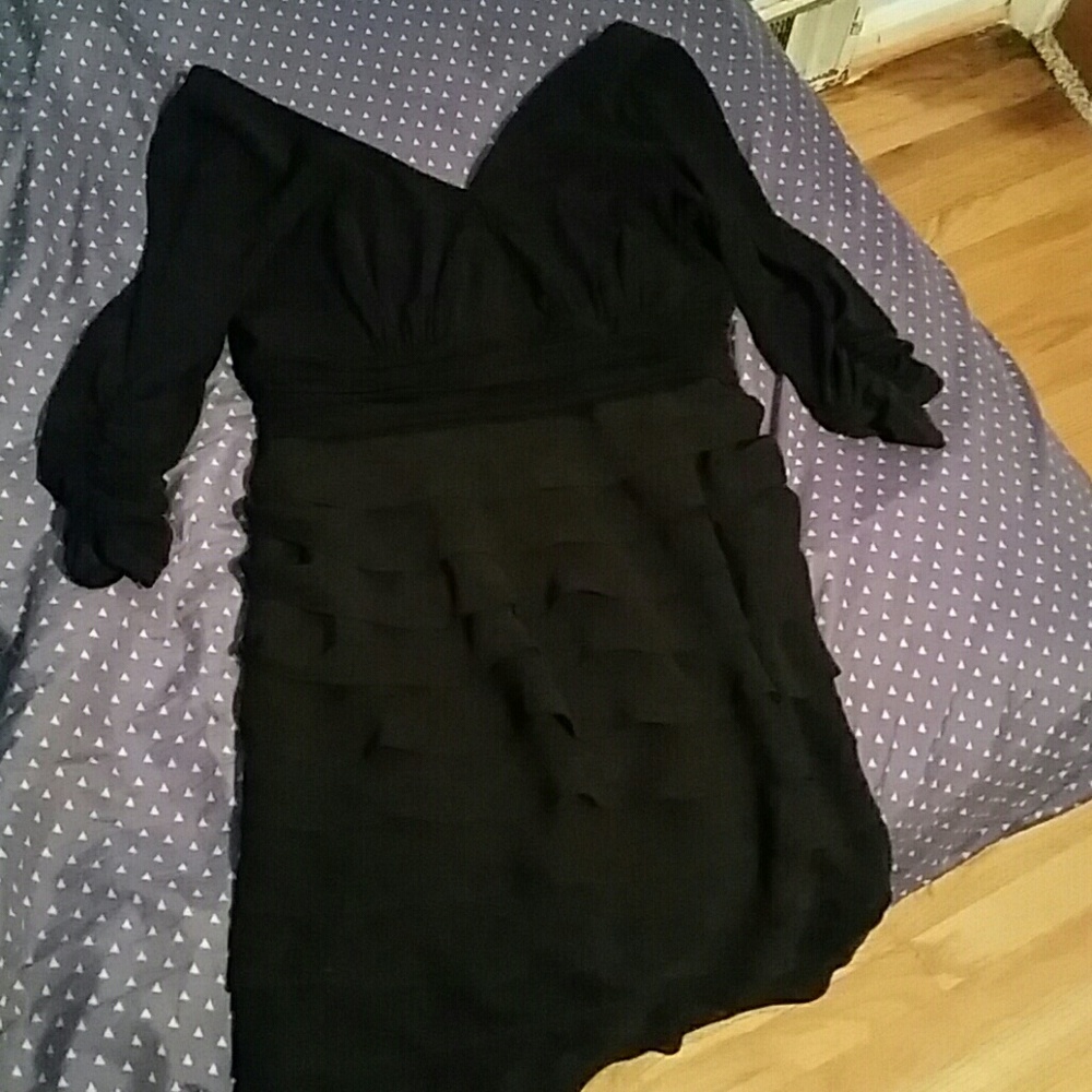 Black ruffled bodycon with sleeves